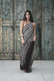 VENUS FR SP ONE-SHOULDER LONG DRESS 100% COTTON
