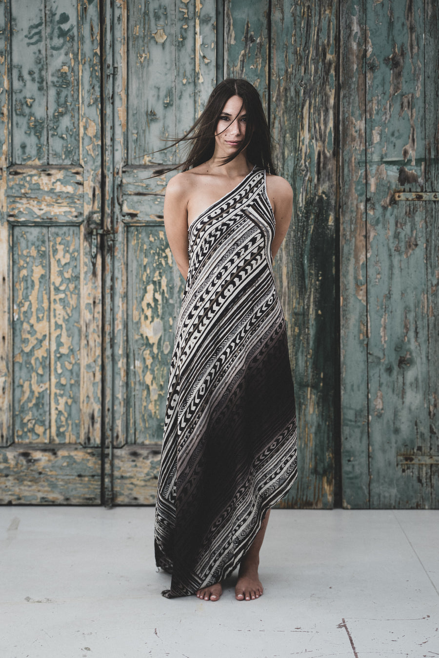VENUS FR SP ONE-SHOULDER LONG DRESS 100% COTTON