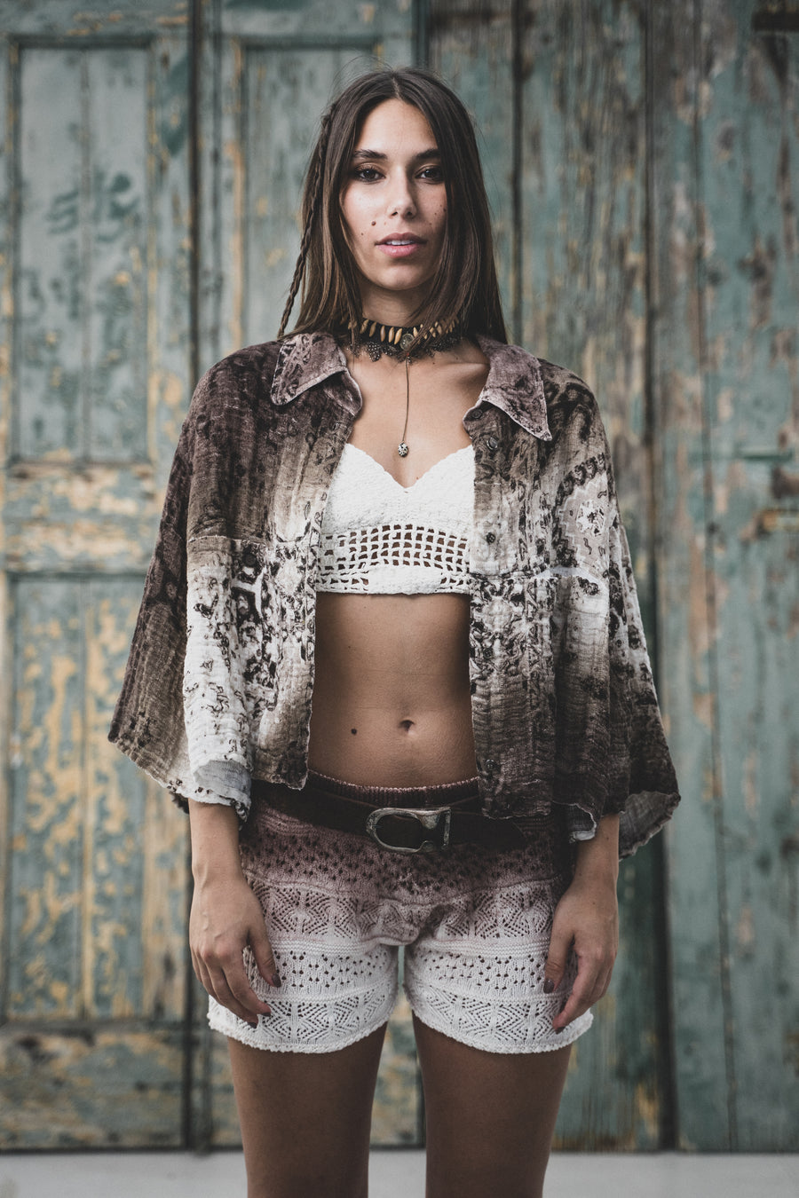 MOLLY CARPET CROPPED OVER SHIRT IN 100% COTTON HAND DYED