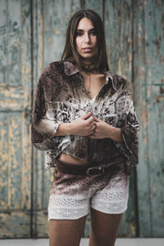 MOLLY CARPET CROPPED OVER SHIRT IN 100% COTTON HAND DYED