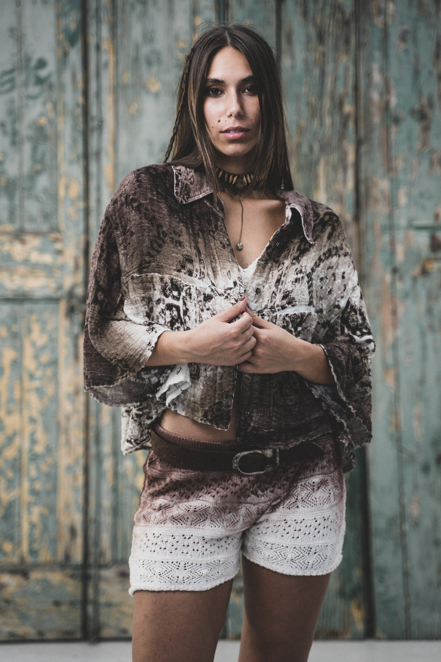 MOLLY CARPET CROPPED OVER SHIRT IN 100% COTTON HAND DYED