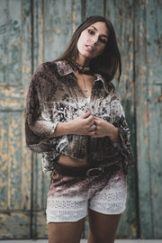 MOLLY CARPET CROPPED OVER SHIRT IN 100% COTTON HAND DYED