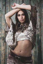 MOLLY CARPET CROPPED OVER SHIRT IN 100% COTTON HAND DYED