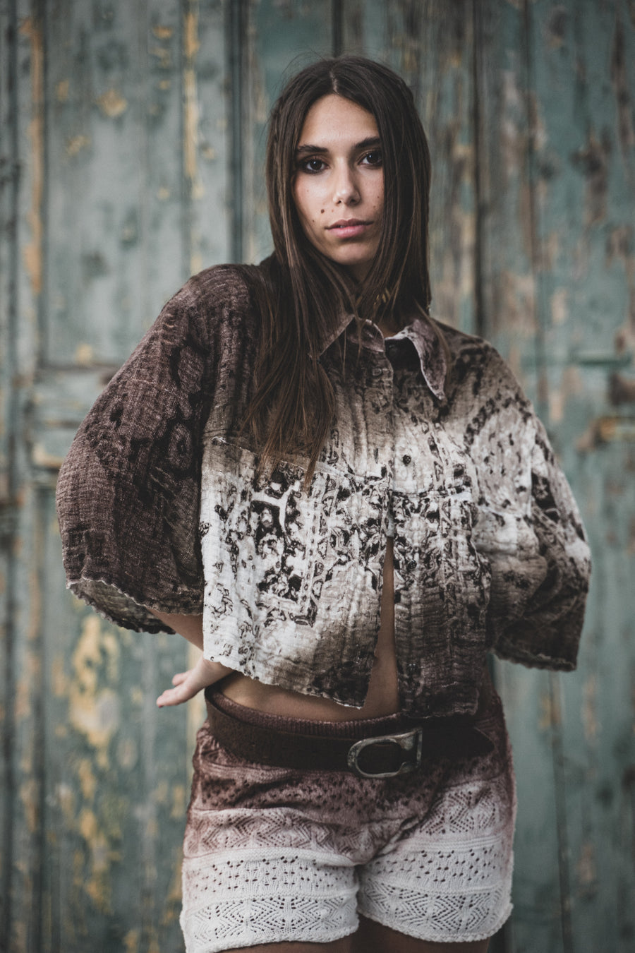 MOLLY CARPET CROPPED OVER SHIRT IN 100% COTTON HAND DYED