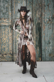 TEXAS LONG SP LONG SHIRT WITH DEVORE DETAILS HAND DYED 78% VI 13% PA 9% EL