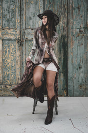 TEXAS LONG SP LONG SHIRT WITH DEVORE DETAILS HAND DYED 78% VI 13% PA 9% EL